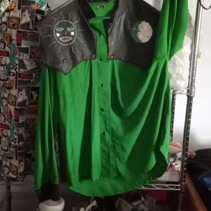 Mens XL Green Raw Silk Long Sleeve Shirt-Unique!!